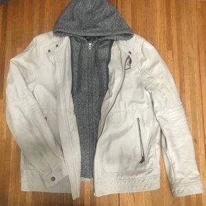 Express faux leather hooded jacket, L